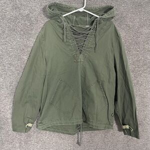 Alpha Industries Jacket Mens Medium Green Hooded Lace Up Anorak Canvas Military